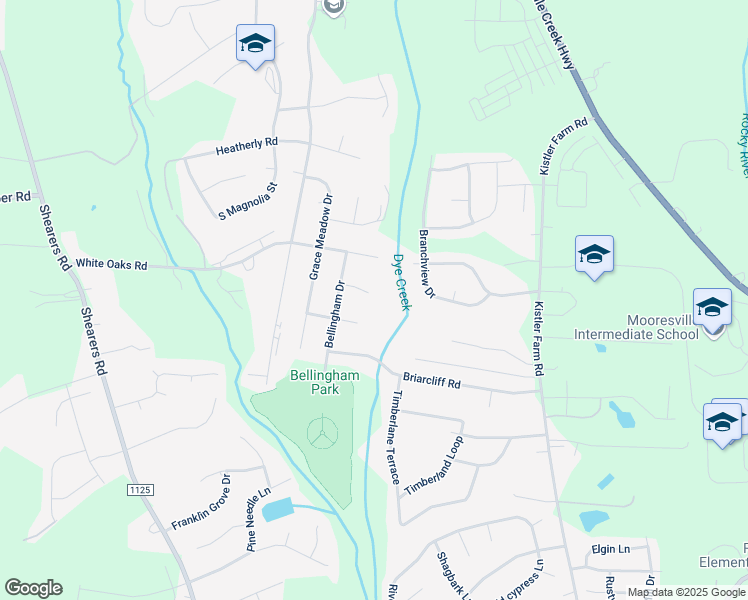 map of restaurants, bars, coffee shops, grocery stores, and more near 929 Oakridge Drive in Mooresville