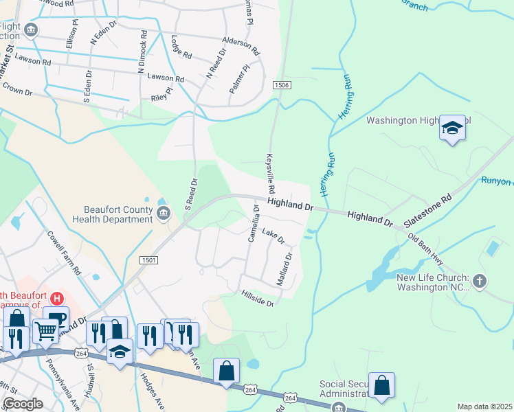 map of restaurants, bars, coffee shops, grocery stores, and more near in Washington
