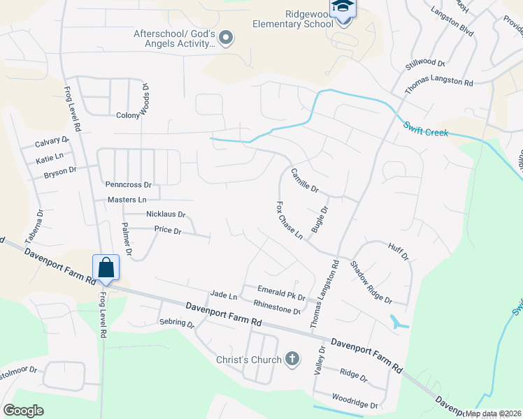 map of restaurants, bars, coffee shops, grocery stores, and more near 709 Fox Chase Lane in Winterville