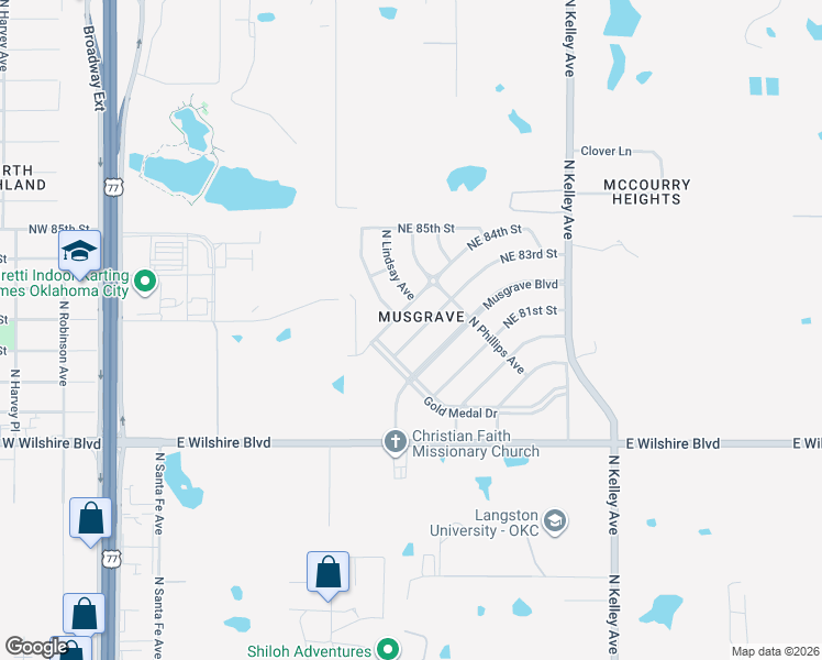 map of restaurants, bars, coffee shops, grocery stores, and more near 724 Northeast 83rd Street in Oklahoma City