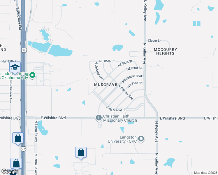 map of restaurants, bars, coffee shops, grocery stores, and more near 724 Northeast 83rd Street in Oklahoma City