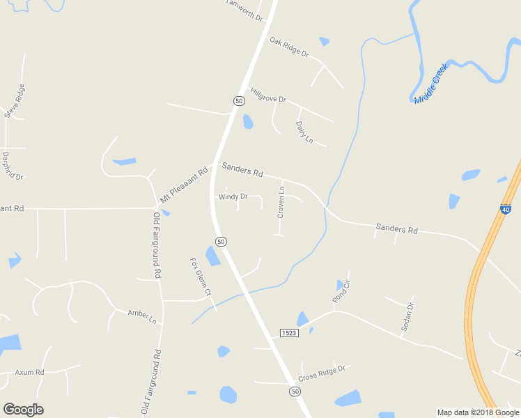 map of restaurants, bars, coffee shops, grocery stores, and more near 223 Windy Drive in Johnston County