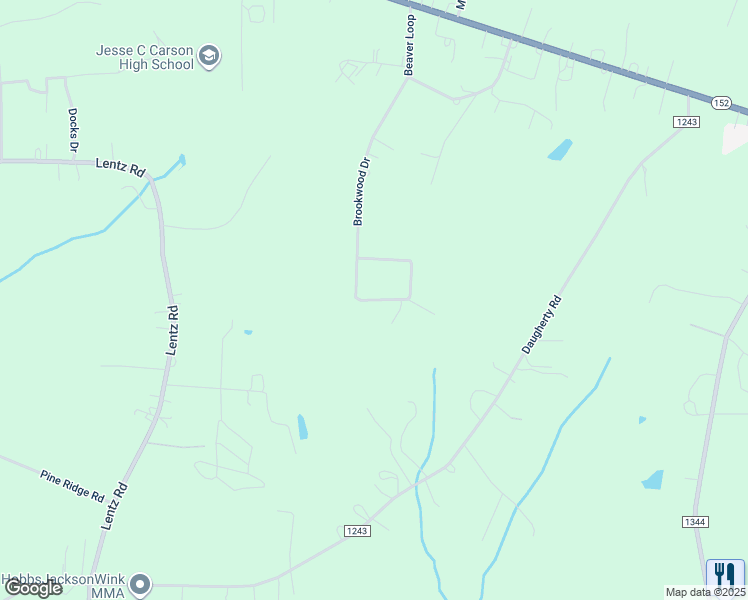 map of restaurants, bars, coffee shops, grocery stores, and more near Moosewood Drive in China Grove