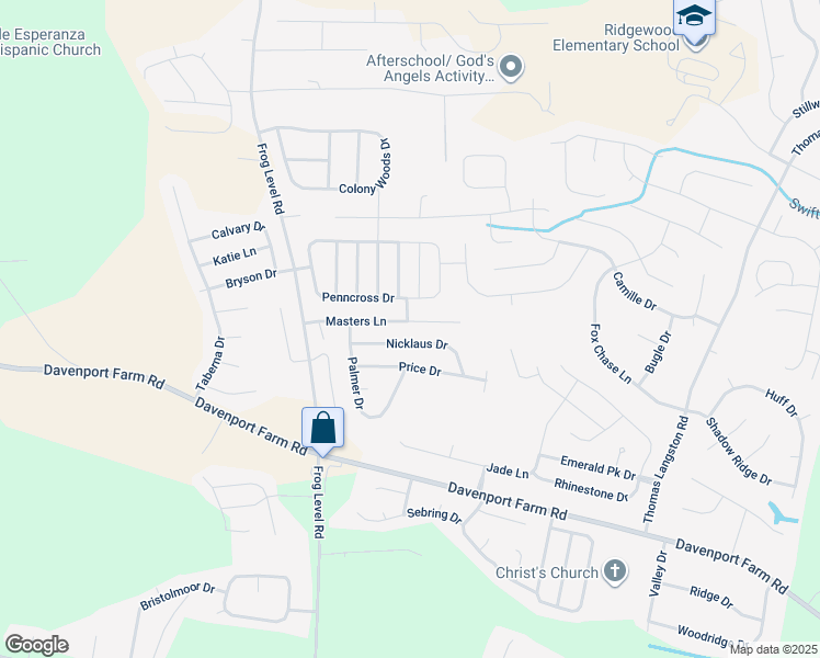 map of restaurants, bars, coffee shops, grocery stores, and more near 1137 Nicklaus Drive in Greenville