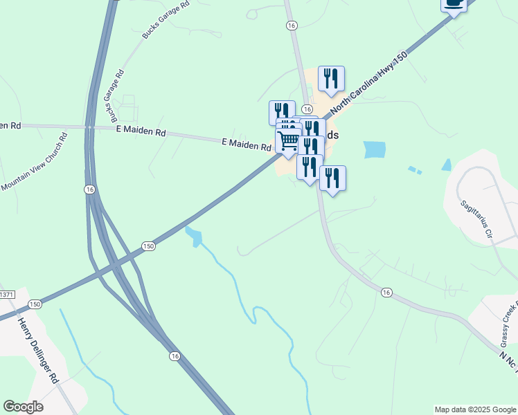 map of restaurants, bars, coffee shops, grocery stores, and more near 6131 South Nc 16 Highway in Maiden
