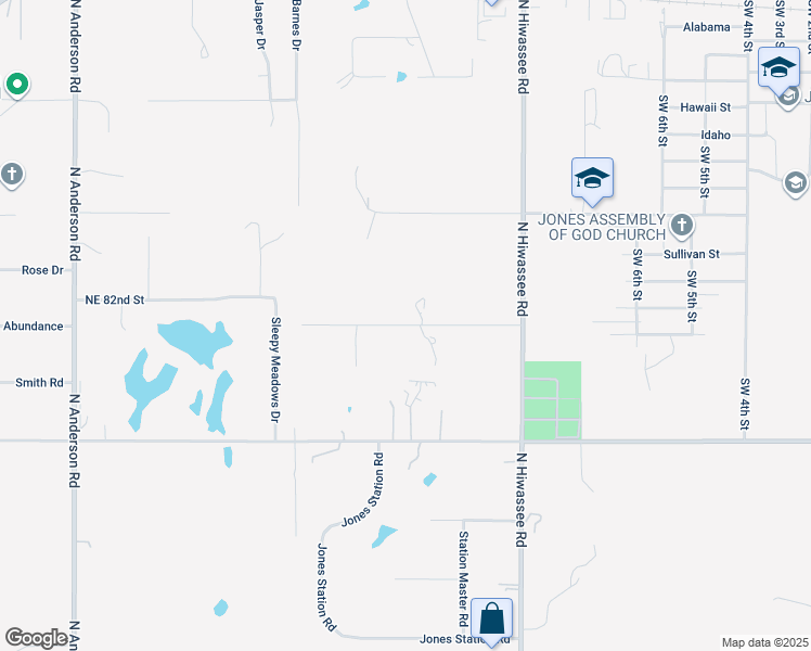 map of restaurants, bars, coffee shops, grocery stores, and more near 12949 Abundance Street in Jones