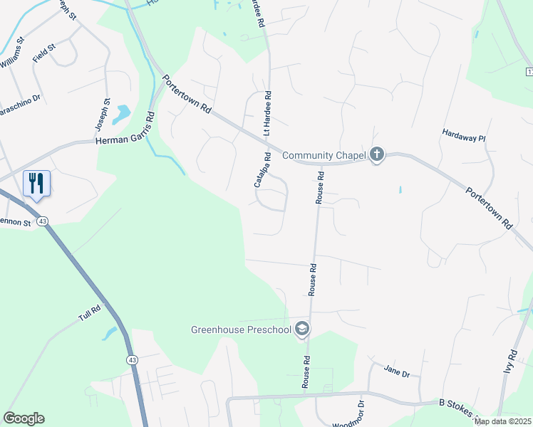 map of restaurants, bars, coffee shops, grocery stores, and more near 1202 Catalpa Road in Greenville