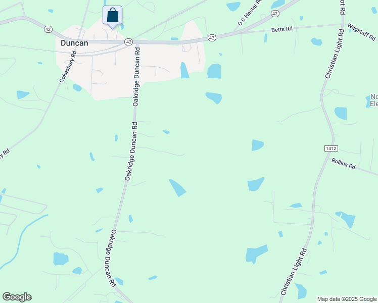 map of restaurants, bars, coffee shops, grocery stores, and more near 1608 Oakridge Duncan Road in Fuquay-Varina