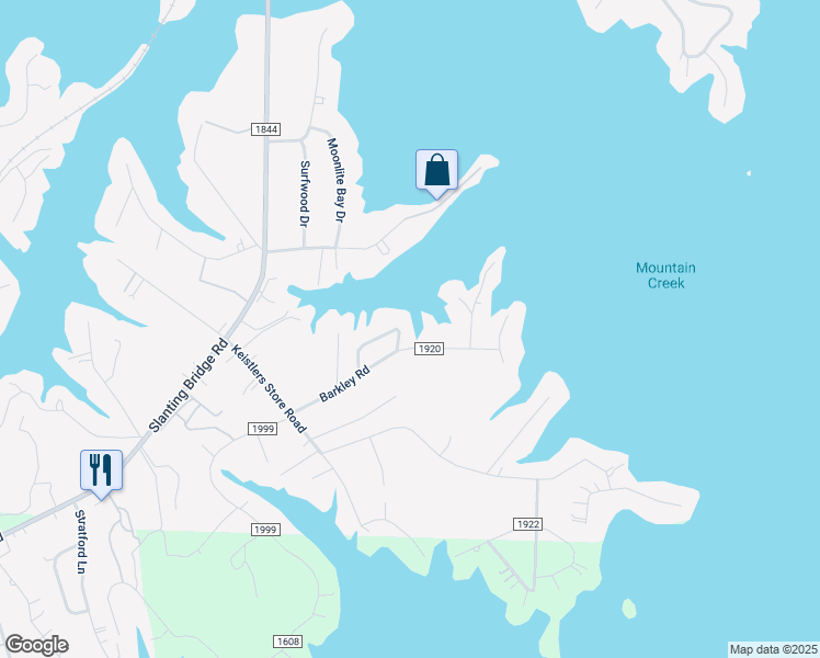 map of restaurants, bars, coffee shops, grocery stores, and more near 7954 Barkley Road in Sherrills Ford