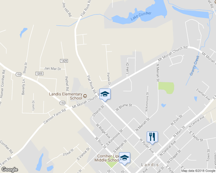 map of restaurants, bars, coffee shops, grocery stores, and more near 1320 Mount Moriah Church Road in China Grove