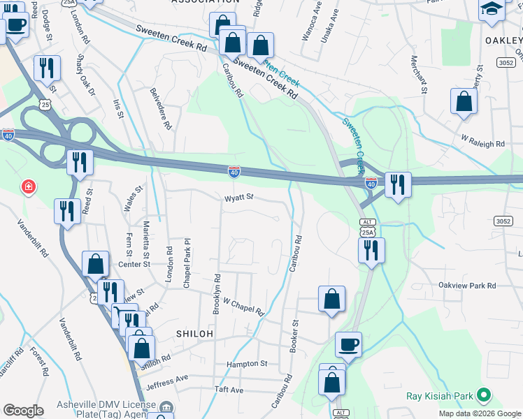 map of restaurants, bars, coffee shops, grocery stores, and more near 252 Brooklyn Road in Asheville