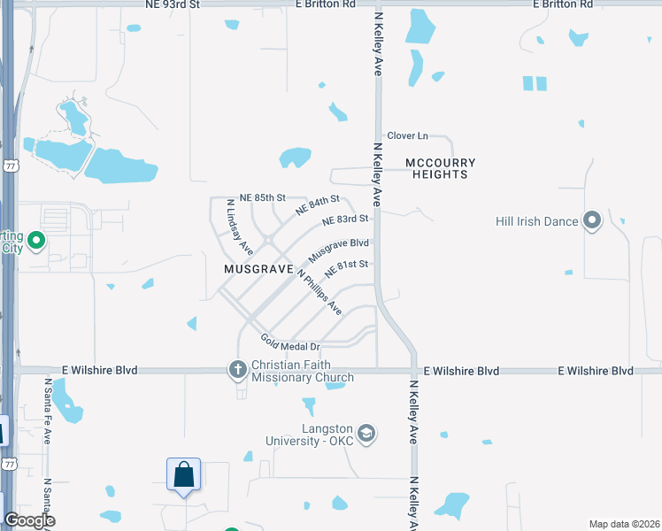 map of restaurants, bars, coffee shops, grocery stores, and more near 825 Musgrave Boulevard in Oklahoma City