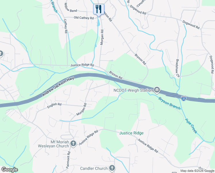 map of restaurants, bars, coffee shops, grocery stores, and more near 338 Morgan Road in Candler