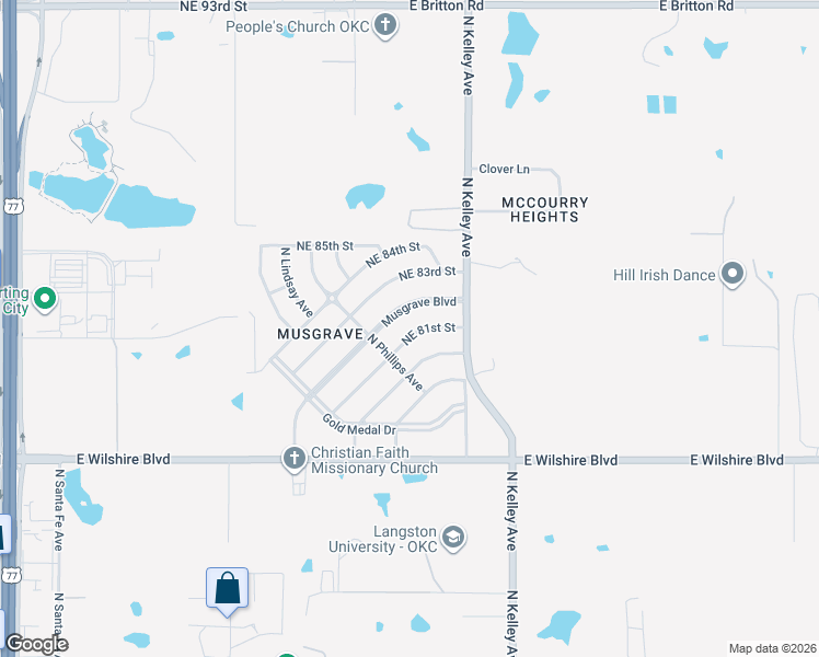 map of restaurants, bars, coffee shops, grocery stores, and more near 825 Musgrave Boulevard in Oklahoma City