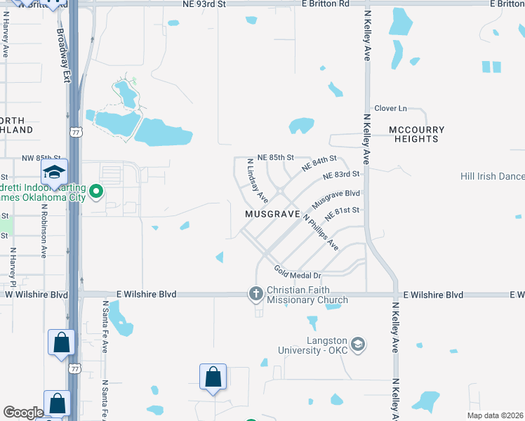 map of restaurants, bars, coffee shops, grocery stores, and more near 728 Northeast 84th Street in Oklahoma City
