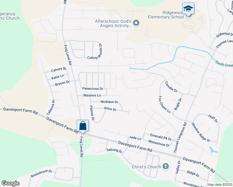 map of restaurants, bars, coffee shops, grocery stores, and more near 2129 Cherrytree Lane in Winterville
