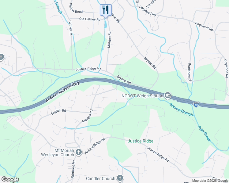 map of restaurants, bars, coffee shops, grocery stores, and more near 338 Morgan Road in Candler