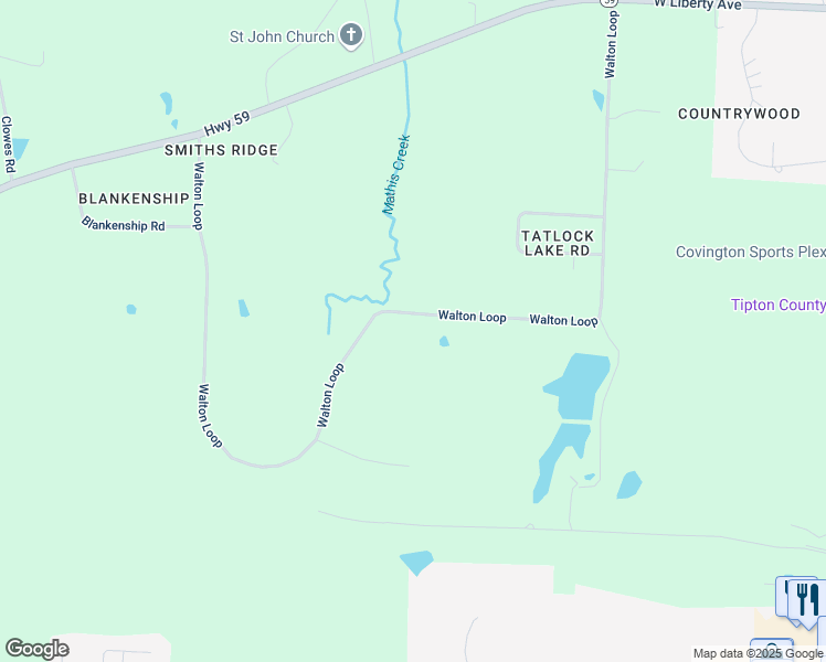 map of restaurants, bars, coffee shops, grocery stores, and more near 1080 Walton Loop in Covington