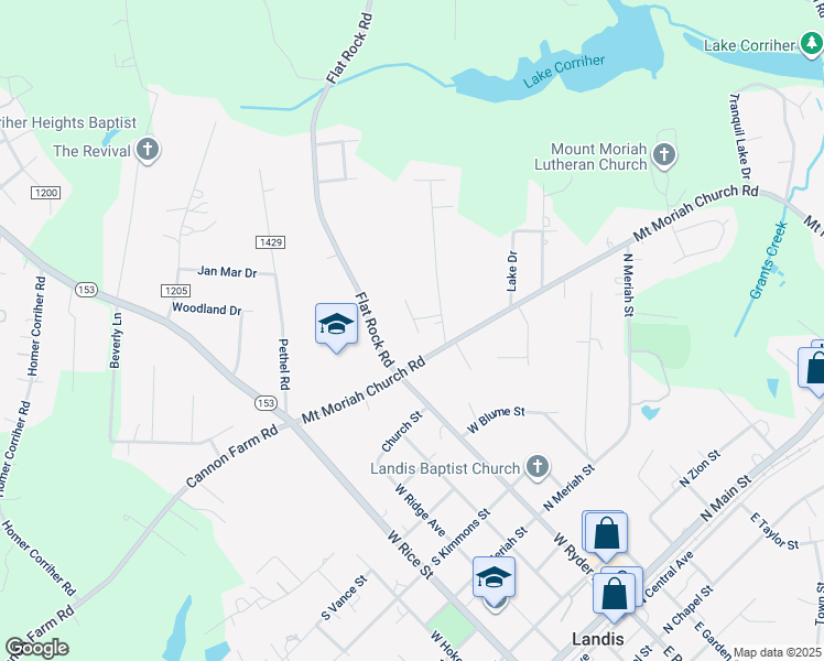 map of restaurants, bars, coffee shops, grocery stores, and more near McCleave Road in China Grove