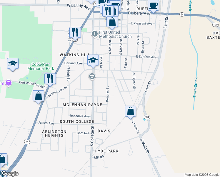 map of restaurants, bars, coffee shops, grocery stores, and more near 821 South Main Street in Covington