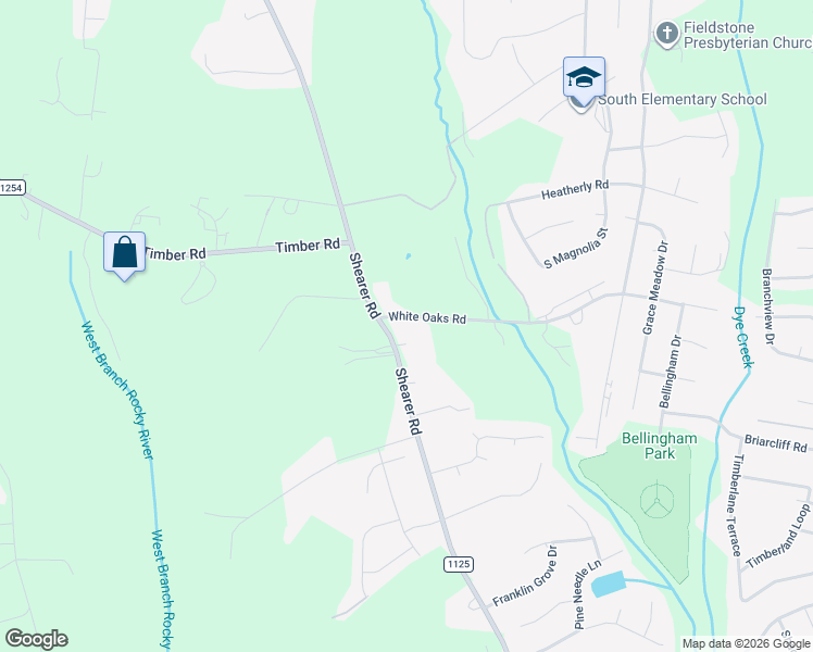 map of restaurants, bars, coffee shops, grocery stores, and more near 649 White Oaks Road in Mooresville