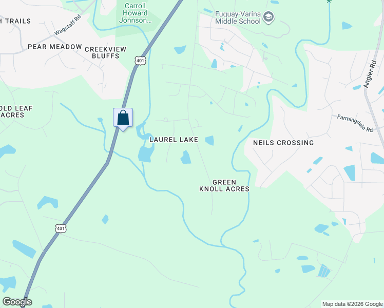 map of restaurants, bars, coffee shops, grocery stores, and more near 1612 Bowling Road in Fuquay-Varina