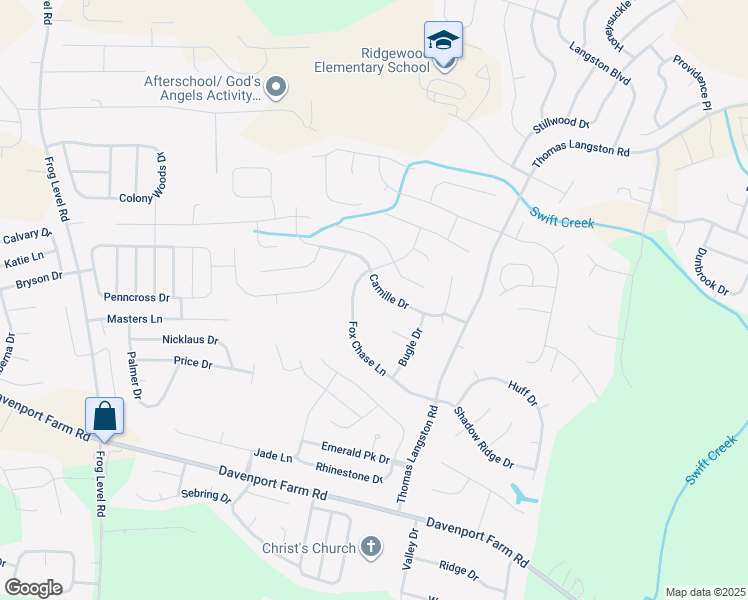 map of restaurants, bars, coffee shops, grocery stores, and more near 2629 Camille Drive in Winterville