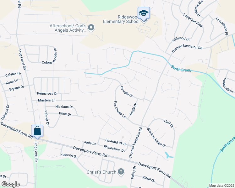 map of restaurants, bars, coffee shops, grocery stores, and more near 746 Fox Chase Lane in Winterville