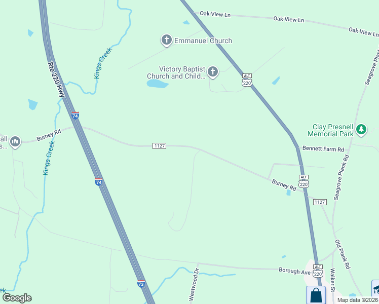 map of restaurants, bars, coffee shops, grocery stores, and more near 485 Burney Road in Asheboro