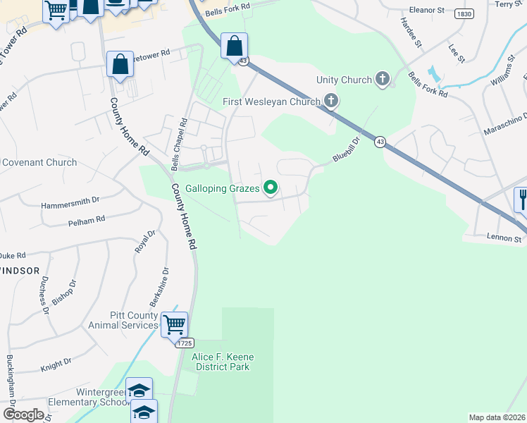 map of restaurants, bars, coffee shops, grocery stores, and more near 1921 Chavis Court in Greenville