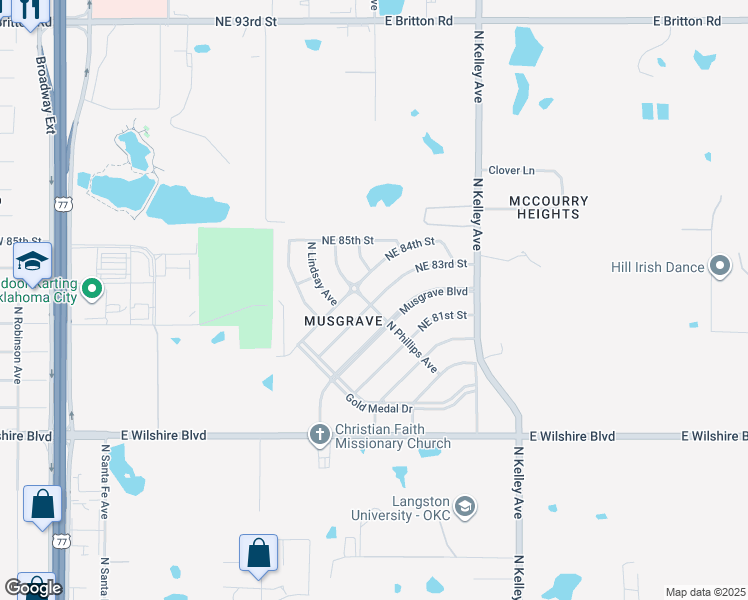 map of restaurants, bars, coffee shops, grocery stores, and more near 801 Northeast 83rd Street in Oklahoma City