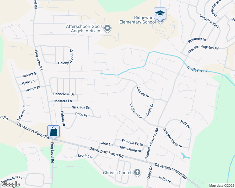 map of restaurants, bars, coffee shops, grocery stores, and more near 2033 Cherrytree Lane in Winterville