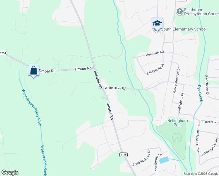 map of restaurants, bars, coffee shops, grocery stores, and more near 649 White Oaks Road in Mooresville