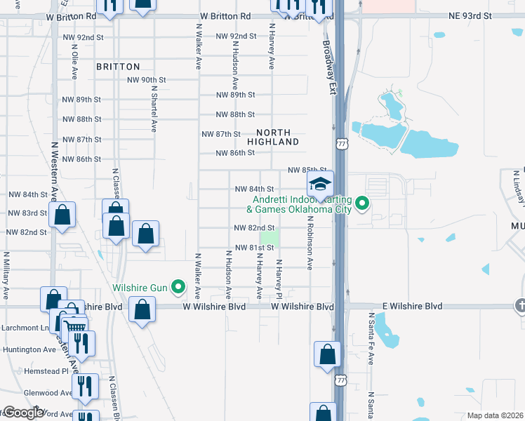 map of restaurants, bars, coffee shops, grocery stores, and more near 248 Northwest 83rd Street in Oklahoma City