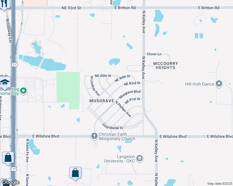 map of restaurants, bars, coffee shops, grocery stores, and more near 812 Northeast 83rd Street in Oklahoma City
