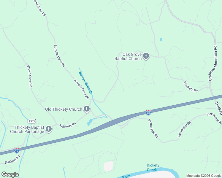 map of restaurants, bars, coffee shops, grocery stores, and more near 3407 Thickety Road in Clyde