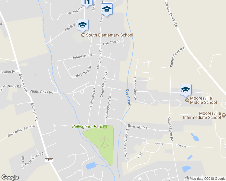 map of restaurants, bars, coffee shops, grocery stores, and more near 905 White Oaks Road in Mooresville