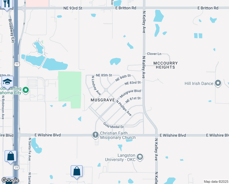 map of restaurants, bars, coffee shops, grocery stores, and more near 808 Northeast 83rd Street in Oklahoma City