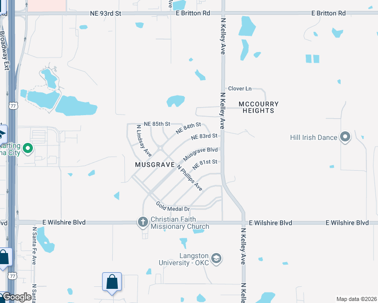map of restaurants, bars, coffee shops, grocery stores, and more near 825 Musgrave Boulevard in Oklahoma City