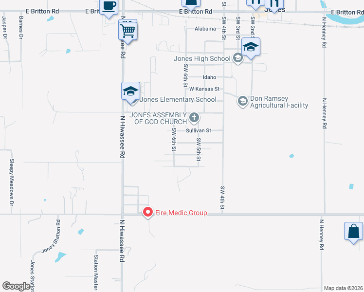 map of restaurants, bars, coffee shops, grocery stores, and more near 508 Beebe Street in Jones