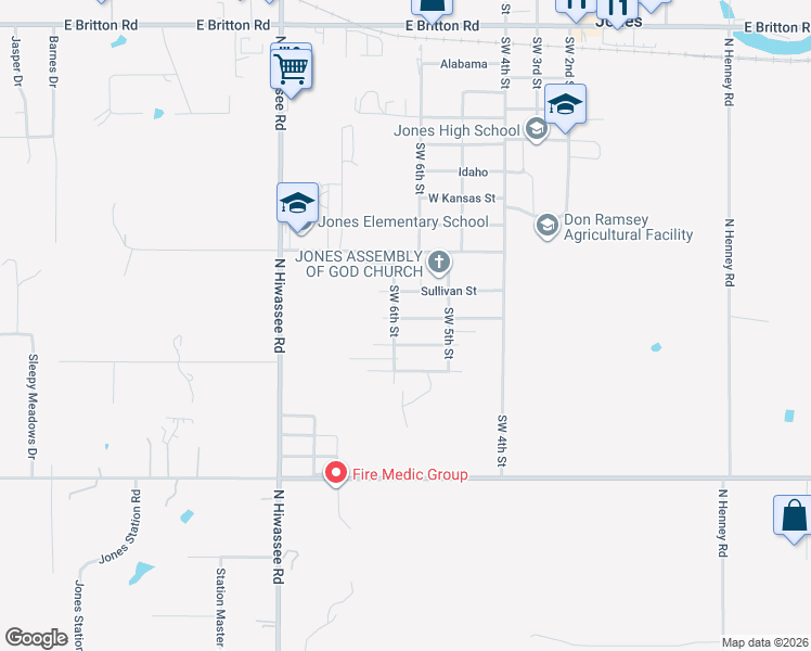 map of restaurants, bars, coffee shops, grocery stores, and more near 600 Beebe Street in Jones