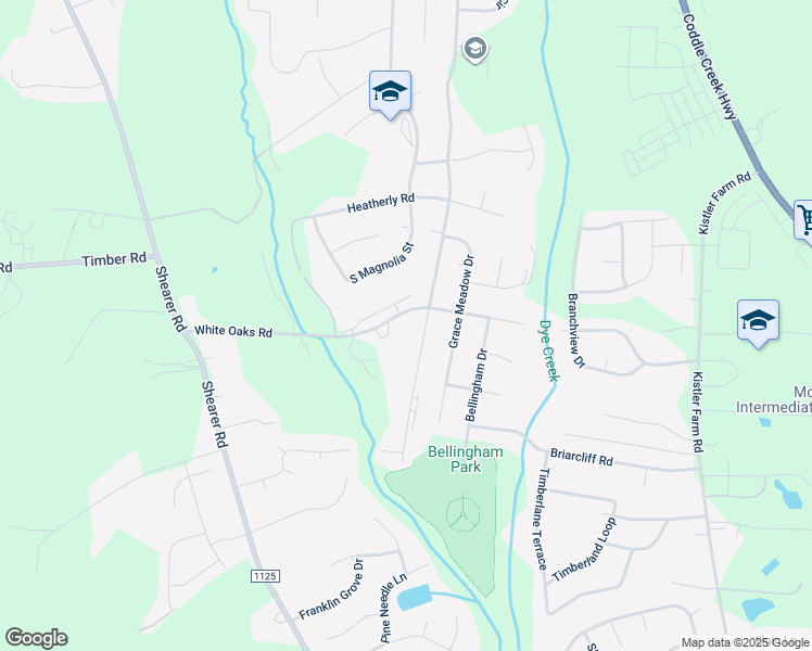 map of restaurants, bars, coffee shops, grocery stores, and more near 795 White Oaks Road in Mooresville