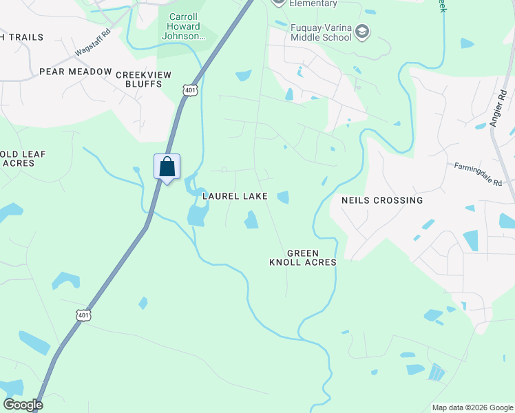 map of restaurants, bars, coffee shops, grocery stores, and more near 1612 Bowling Road in Fuquay-Varina