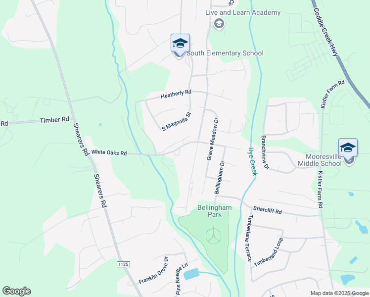 map of restaurants, bars, coffee shops, grocery stores, and more near 795 White Oaks Road in Mooresville