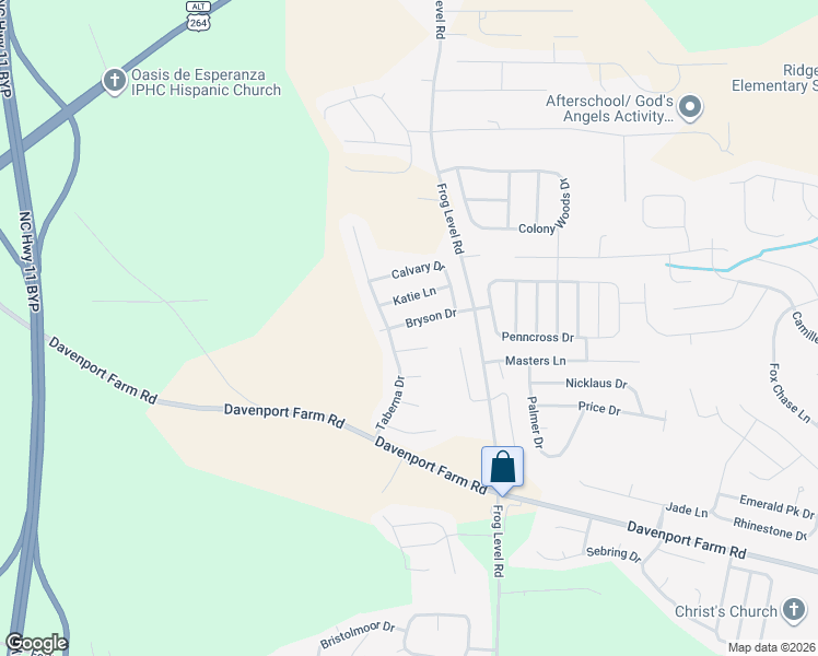map of restaurants, bars, coffee shops, grocery stores, and more near 1129 Bryson Dr in Greenville