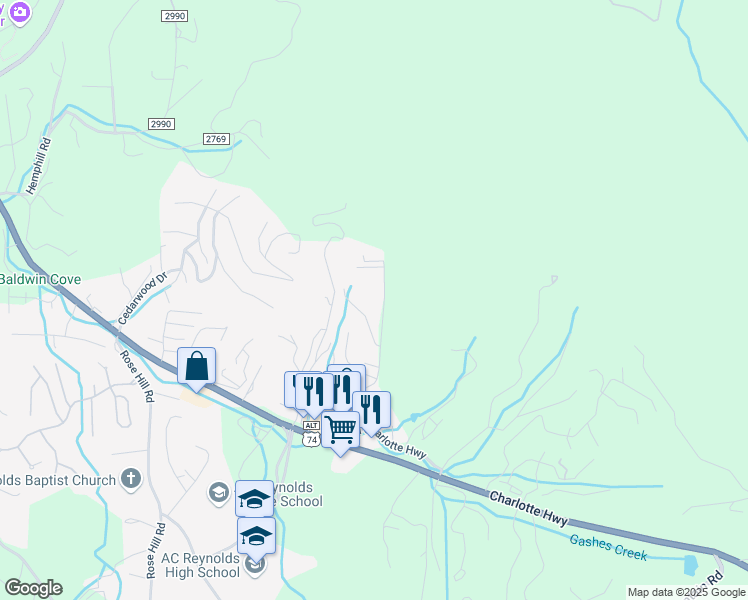 map of restaurants, bars, coffee shops, grocery stores, and more near 100 Olde Eastwood Village Boulevard in Asheville