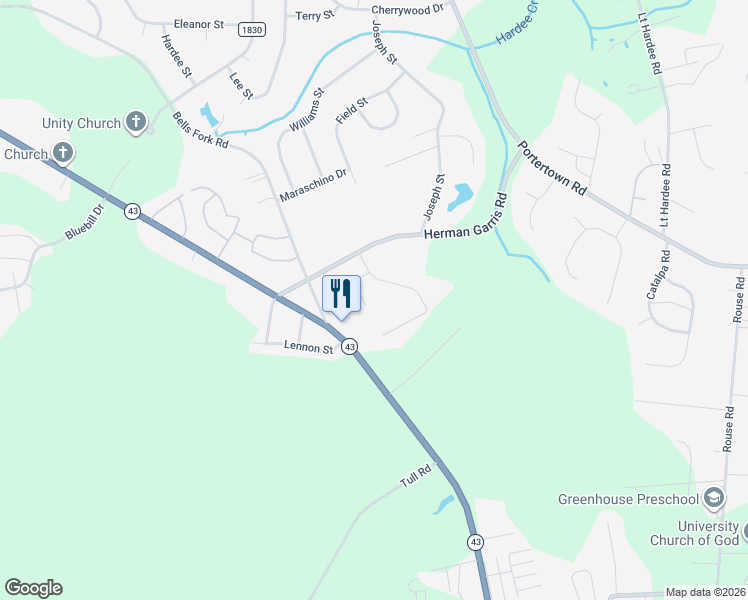 map of restaurants, bars, coffee shops, grocery stores, and more near 1323 Genoa Court in Greenville