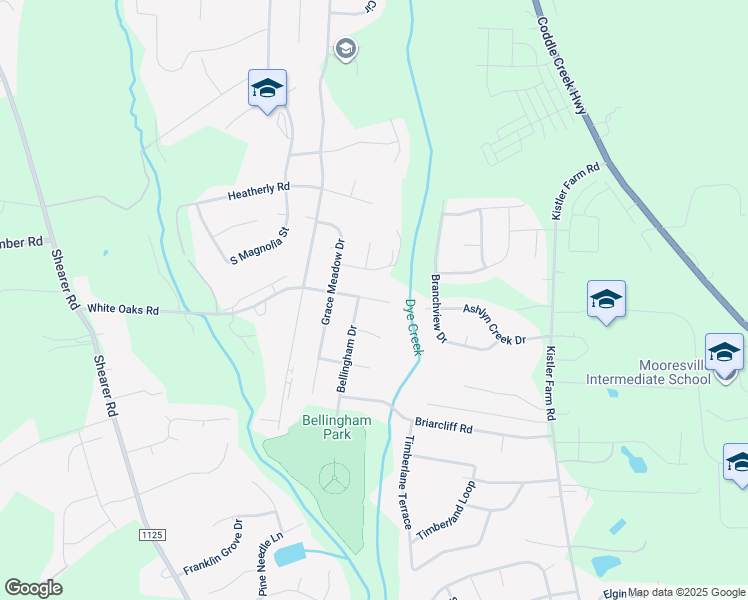 map of restaurants, bars, coffee shops, grocery stores, and more near 905 White Oaks Road in Mooresville