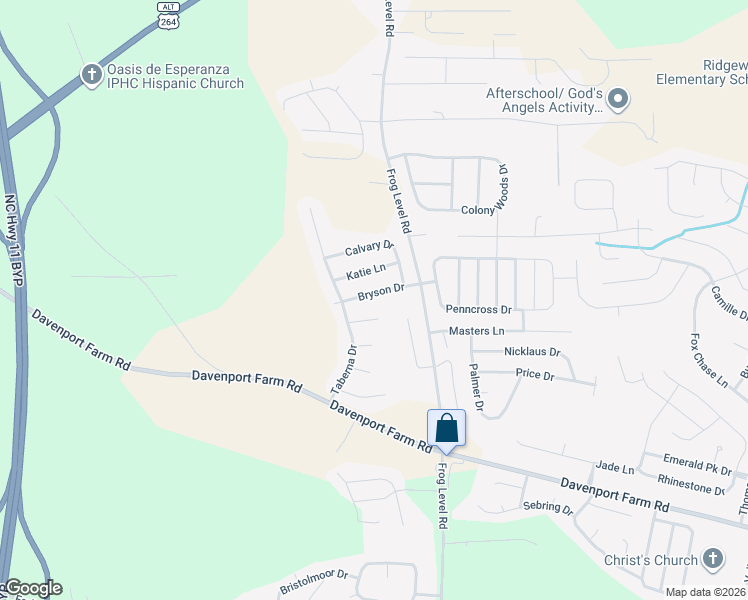 map of restaurants, bars, coffee shops, grocery stores, and more near 1129 Bryson Drive in Greenville