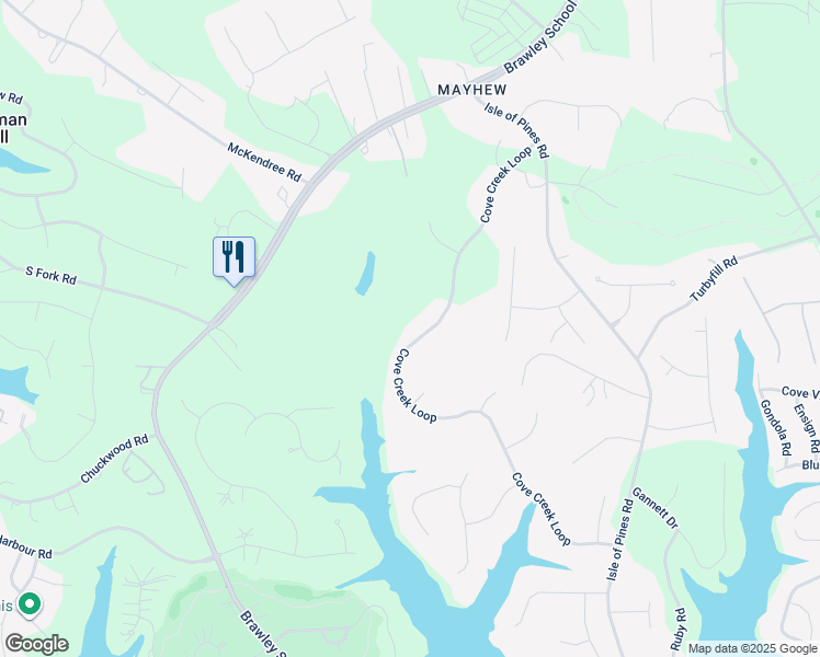 map of restaurants, bars, coffee shops, grocery stores, and more near 305 Cove Creek Loop in Mooresville